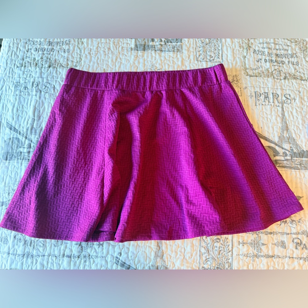 Red Camel Magenta Textured Mini Skirt Bright Pink Casual Stretch Skirt